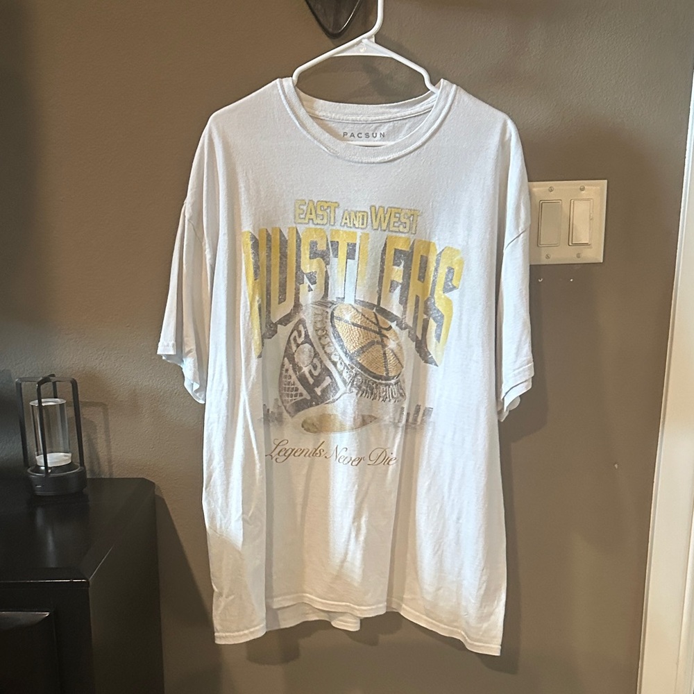 PacSun White and Yellow Graphic Tee